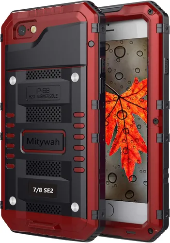 Miniatura 119 de Mitywah Funda impermeable para iPhone 7/iPhone 8 / iPhone SE 2020, funda de metal resistente de grado militar, protección de cuerpo completo