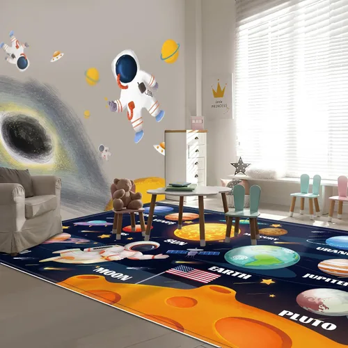 Miniatura 6 de Alfombra de juegos para niños, alfombra de espacio exterior del sistema solar, alfombra educativa para niños, alfombra de juego para niños