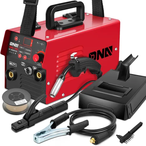 DNA Motoring Soldador MIG portátil 140A, Soldador de núcleo de flujo de 110 V, 2 en 1 Stick MMA/Flux MIG Máquina de soldadura IGBT Inversor, Máquina