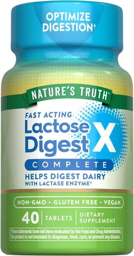Nature's Truth Píldoras de lactosa de acción rápida | para adultos | con enzima lactasa | Suplemento vegano, sin OMG y sin gluten