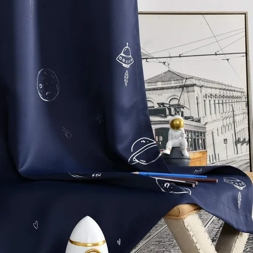 Miniatura 5 de Vangao - Cortinas opacas azul marino para dormitorio de niños, tema espacial, para niños, guardería, habitación de niñas, 63 pulgadas de largo