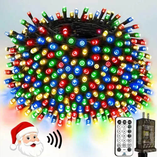 Miniatura 22 de Luces de Navidad controladas por voz con control remoto, cadena de 300 luces LED de 99 pies para interiores y exteriores con 12 modos, 3