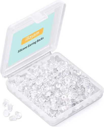 Miniatura 9 de Parte trasera de silicona para aretes, almohadillas suaves y transparentes de seguridad para los oídos, topes de embrague, repuesto para anzuelos
