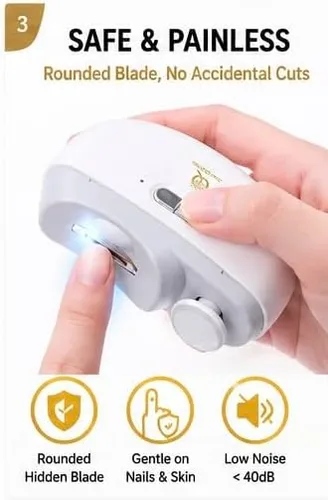 Miniatura 3 de Cortaúñas eléctrico, recortador de uñas automático y pulidor para uñas, herramienta eléctrica recargable con almacenamiento de recortes para adultos