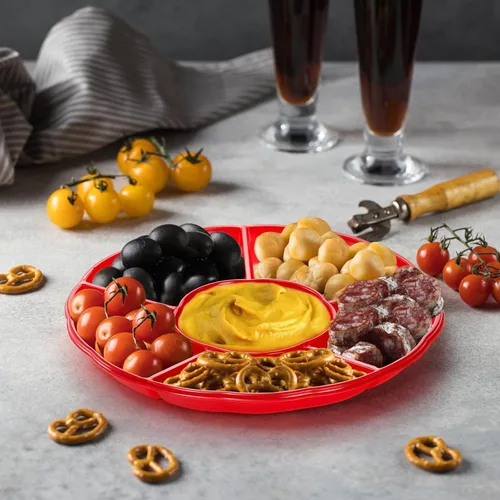 Miniatura 6 de Frcctre Paquete de 20 platos desechables de plástico para servir aperitivos, 12 pulgadas, 6 seccionales divididos para aperitivos, nueces, dulces