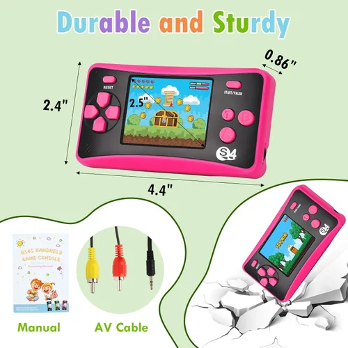 Miniatura 4 de Juego portátil para niños de 4 a 10 años, actualizado 2025, 142 minijuegos clásicos, salida de TV, pantalla LCD de 2.5 pulgadas, sistema de arcade