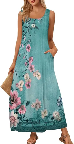 Miniatura 14 de Vestidos de iglesia para mujer 2025, casual, holgado, sin mangas, largo, fluido, vestido de verano con bolsillos