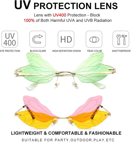 Miniatura 3 de Dollger Gafas de sol sin montura para mujer, retro, coloridas, Halloween, rave, gafas de sol de los años 90, lindas gafas de sol divertidas