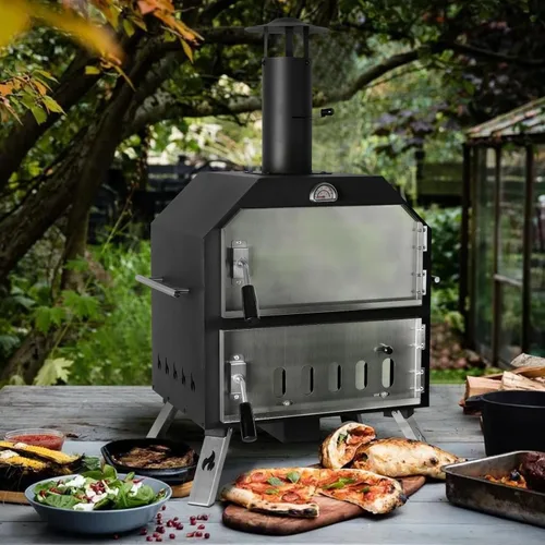 Miniatura 6 de Horno de pizza de 12’’ para exteriores Horno de pizza de leña Horno de patio portátil Incluye piedra para pizza, piel de pizza, patas plegables