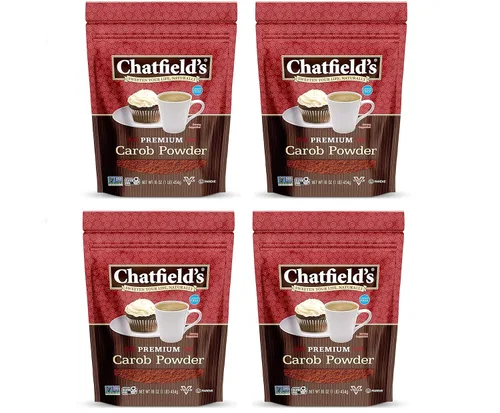 Chatfield's Polvo de algarrobo natural de 16 onzas, dulce y delicioso, calidad premium, sin cafeína, sin gluten, vegano, kosher, verificado sin OMG