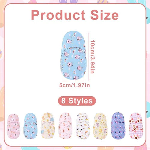 Miniatura 2 de Penitue 8 parches para ojos izquierdos para niños, fundas reutilizables para gafas, impresiones divertidas de dibujos animados, protector de ojos