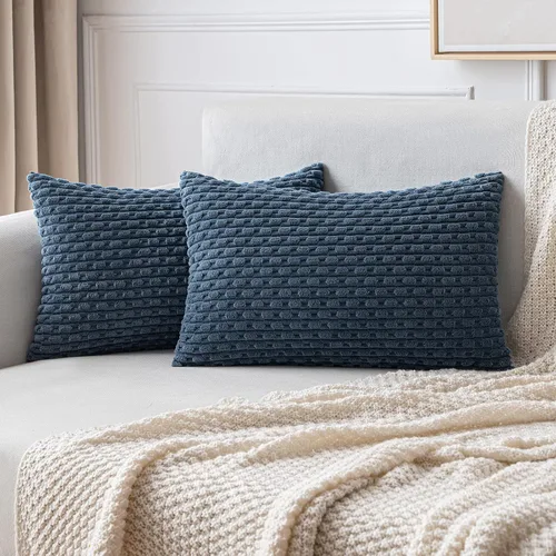 Miniatura 47 de MIULEE - Paquete de 2 fundas de cojín decorativas, modernas y boho, de terciopelo, con textura a rayas, para sofá, cama, sala de estar, decoración