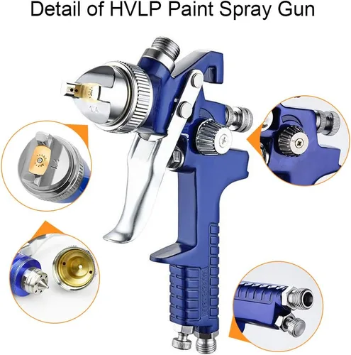 Miniatura 6 de HVLP - Pistola rociadora con boquillas reemplazables de 1.4mm 1.7mm 2.0mm, tapa de aguja, kit de pistola rociadora de pintura de aire