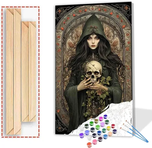 Miniatura 15 de Pintura de Halloween por números para adultos sobre lienzo, terror, pinturas al óleo acrílicas, kits de pintura al óleo, regalos para niños, Pintura