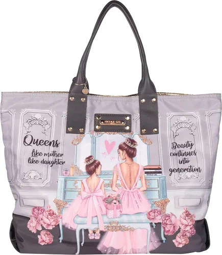 Nicole Lee Bolso reversible de 2 caras grande de gran tamaño, estampado de moda, bolsa de hombro metálica de viaje