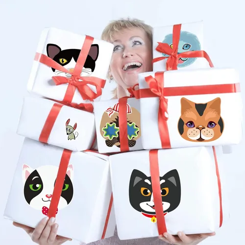 Miniatura 8 de 24 hojas de calcomanías de gatos, pegatinas para hacer caras, crea tus propias calcomanías de gatos, calcomanías de animales para niños, regalo