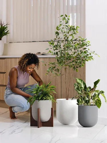 Miniatura 3 de LE TAUCI Maceta para plantas de 10 pulgadas, macetas de cerámica para plantas con orificio de drenaje y tapón de goma, macetas para plantas