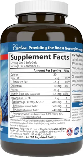 Miniatura 7 de Carlson - El aceite de pescado más fino, 700 mg de omega-3, suplemento de aceite de pescado noruego, aceite de pescado omega 3 capturado