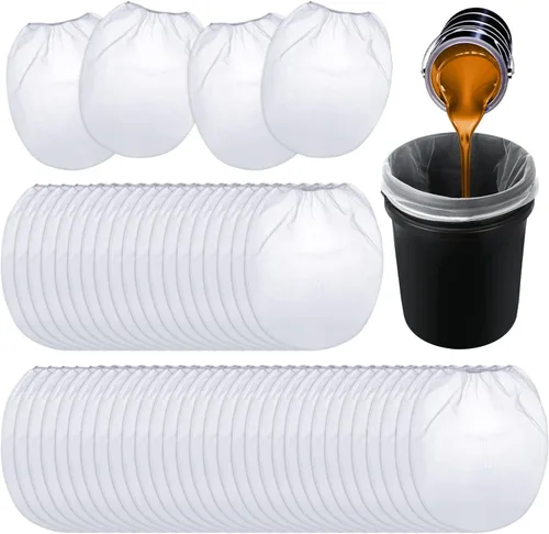 Patelai 200 bolsas de filtro de pintura de 5 galones de malla fina regular/coladores elásticos para uso con pulverizadores de pintura (blanco)