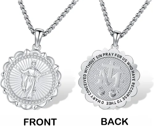 Miniatura 157 de Eusense Saint Necklace Sterling Silver 925 Protection Jewelry for Men Women Patron St Medals Amulet Pendant