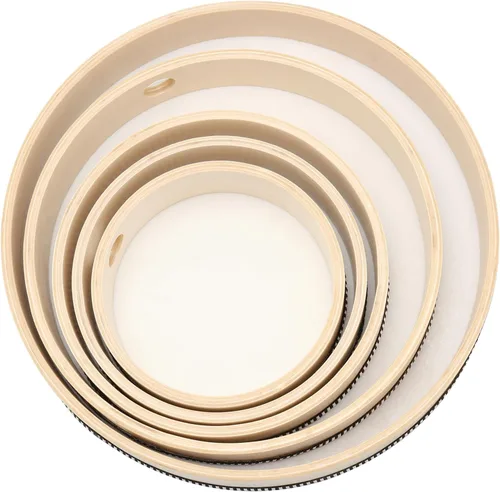 Miniatura 4 de Juego de 5 tambores de mano, 6 pulgadas, 7 pulgadas, 8 pulgadas, 10 pulgadas, 12 pulgadas, kit de tambor de marco de madera con baqueta, tambores