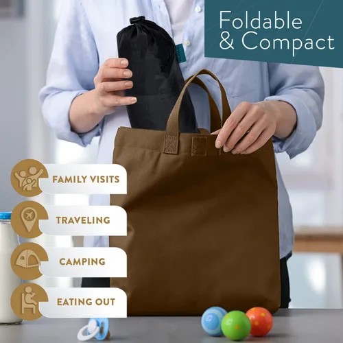 Miniatura 4 de Silla alta portátil para bebé para viajes Trona de viaje esencial Arnés para silla de bebé Beige
