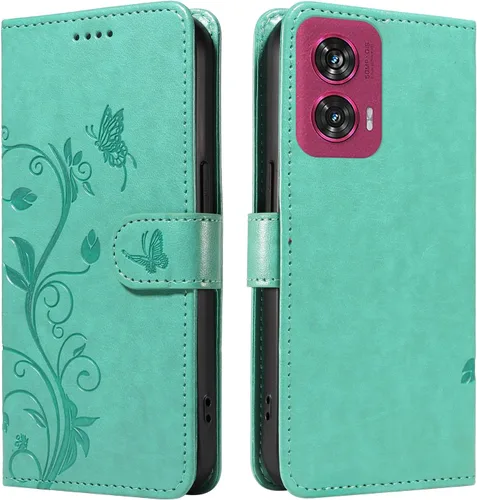Miniatura 56 de Funda para Motorola Moto E22/E22i, piel sintética, con tarjetero y correa para la muñeca, a prueba de golpes, funda magnética para Motorola Moto Rojo