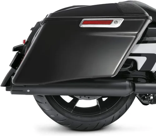 XFMT Alforjas extendidas de 4 pulgadas con tapas de altavoz de 5 x 7 pulgadas para Harley Touring CVO Street Road Glide 2014-2023, negro vivo Negro
