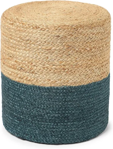 Miniatura 18 de REDEARTH Puf circular de yute, puf otomano – Puf trenzado con acento para sentarse redondo reposapiés para sala de estar, dormitorio, guardería