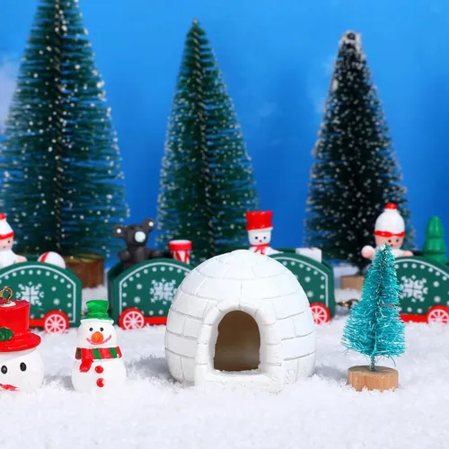 Miniatura 8 de HOMSFOU Mini figura de iglú modelo de casa de hielo de 2.16 x 1.88 x 1.77 pulgadas, adorno de decoración ártica para niños, casa de muñecas, micro