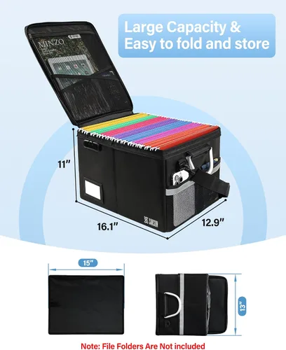 Miniatura 6 de Caja de documentos ignífuga, organizador de archivos para carpetas de archivos colgantes, cajas de archivos con cerradura, caja fuerte a prueba
