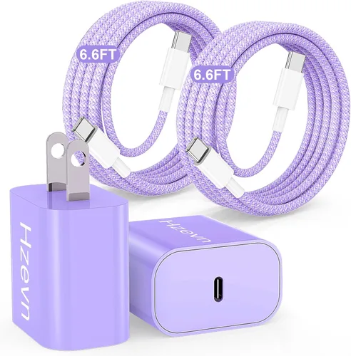 Miniatura 13 de 20W USB C Fast Charging for iPhone 17 Air/16/15 Pro Max,3Pack Colorful Mixed Charger Block with Braided Long USB C to C Cables (6/6ft) Compatible