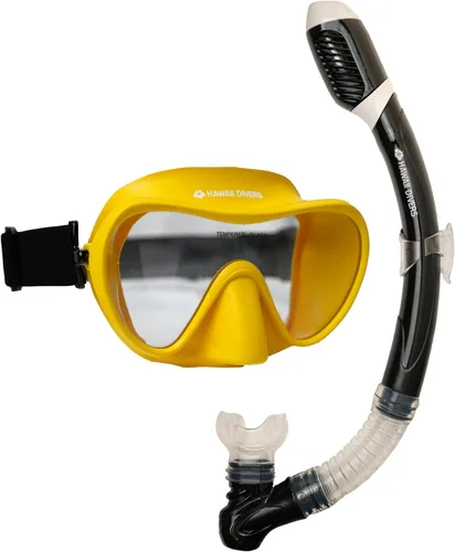 Miniatura 4 de Hawaii Divers Deep Sea Adult Snorkel Combo - Tempered Glass Snorkel Mask with Silicon Skirt, Dry-Top Snorkel Gear for Adults, Single Anti Fog Lens
