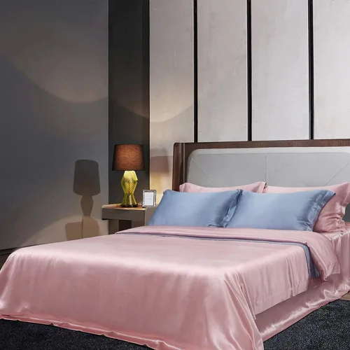 Miniatura 4 de Orose Juego de sábanas de seda Charmeuse de 4 piezas de 26 Momme sin costuras personalizadas Fundas de cama de seda de morera parte superior