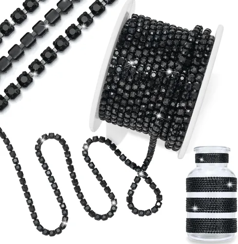 Miniatura 13 de 1 rollo de cadena de diamantes de imitación de 10 yardas, rollo de cadena de cierre de diamantes de imitación de cristal de 0.079 pulgadas, borde