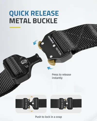 Miniatura 2 de FAIRWIN Tactical Belt, Work Belts for Men Military Webbing Riggers Web Belt Heavy-Duty Quick-Release Buckle