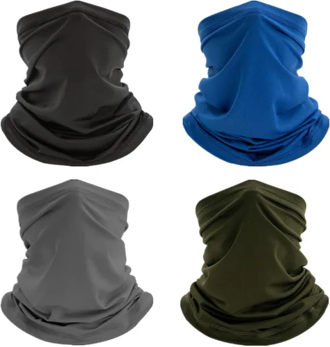 Miniatura 7 de Paquete de 4 cubrebocas con polaina para el cuello: pasamontañas, bandana y máscara de cocodrilo, diadema, bufanda, máscaras para hombres y mujeres