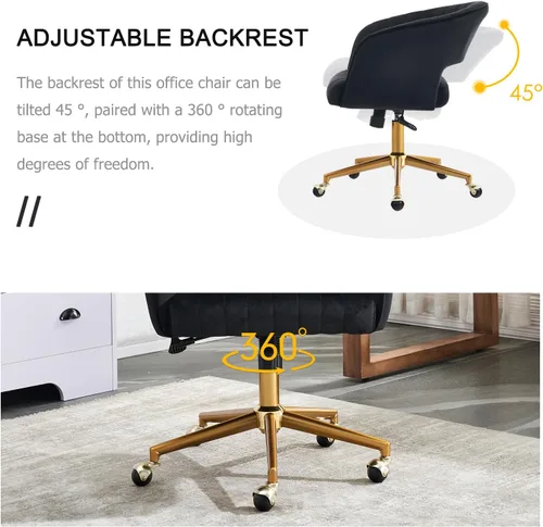 Miniatura 4 de ECHINGLE Silla de escritorio para la oficina en casa, tapizada en terciopelo, moderna y cómoda, silla de oficina para mujer, ergonómica ajustable