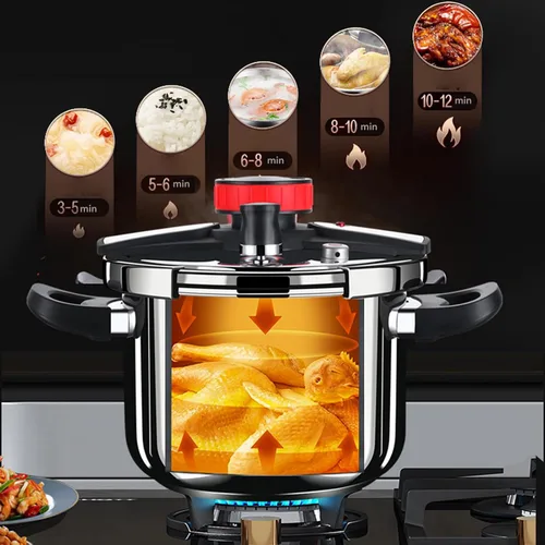 Miniatura 2 de Luqeeg Olla a presión de acero inoxidable, olla a presión grande de 100 KPa, olla a presión multifuncional a prueba de explosiones con tapa