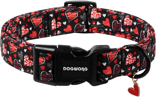 Miniatura 34 de DOGWONG Collar de perro de San Valentín, collar de perro con estampado de corazones para perros grandes, lindos collares de primavera, hembra