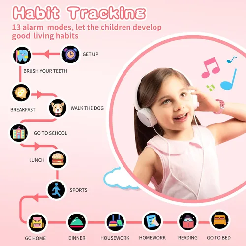 Miniatura 4 de Relojes Inteligentes para Niñas de 6-12 Años, 26 Juegos Pantalla Táctil Reloj para Niños con Cámara de Video Reproductor de Música Tarjetas