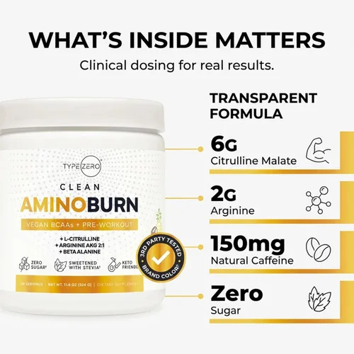 Miniatura 3 de Type Zero Amino Burn Vegan BCAA + Pre-entrenamiento (sabor a piña colada)