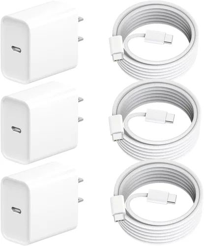 Miniatura 10 de Cargador rápido para iPhone de carga rápida, paquete de 3 [certificado Apple MFi] Cargador rápido para iPhone con carga rápida PD USB-C, bloques