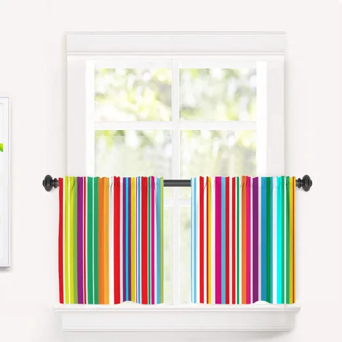 Miniatura 52 de Cortinas de cocina de hojas de arce otoñales para ventanas, hojas verdes y rojas sobre cenefas opacas negras, tratamientos de ventana de poliéster