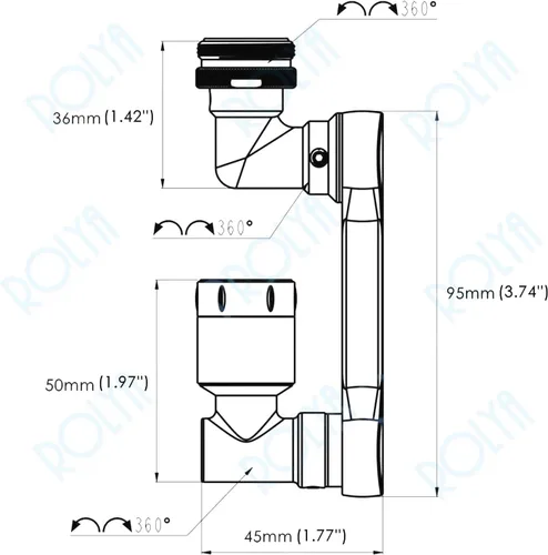 Miniatura 2 de Extensor de grifo giratorio de 1080 grados para fregadero de cocina, extensión aireadora de níquel cepillado