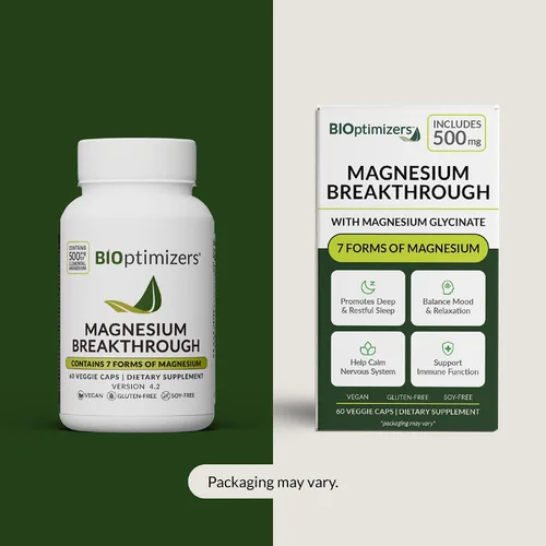 Miniatura 10 de BIOptimizers Suplemento Magnesium Breakthrough con 500mg - 7 Formas de Magnesio: Glicinato, Malato, Citrato y Más - Apoyo Natural para el Sueño