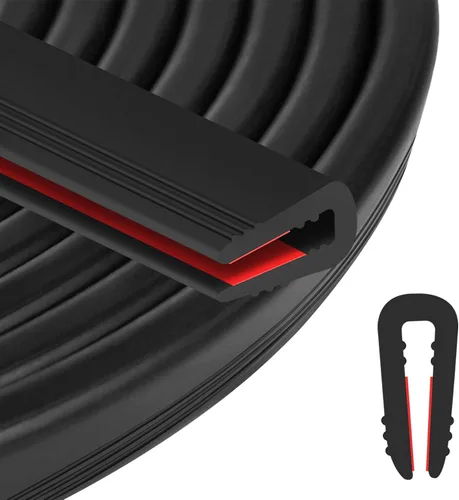 Miniatura 28 de ToLanbbt Canal en U de borde de goma, protector de borde de chapa autoadhesiva de 1/2 pulgada, tira de sellado EPDM para puertas de automóvil