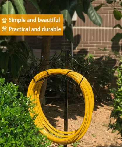 Miniatura 6 de Garbuildman Soporte Independiente de Manguera de Jardín - Soporte de Carrete de Tubería de Agua de Metal para Exteriores, Negro Brillante