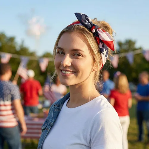 Miniatura 2 de Ardorchid Bandana Diadema de Bandera Americana Roja Blanca y Azul Diademas Patrióticas de EE.UU. para Hombres y Mujeres Bufanda de Cuello y Cara
