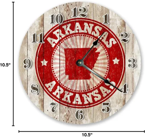 Miniatura 9 de Reloj de pared grande de 10.5 pulgadas con sello de goma del estado de Arkansas, reloj de pared grande de 10.5 pulgadas, reloj de decoración